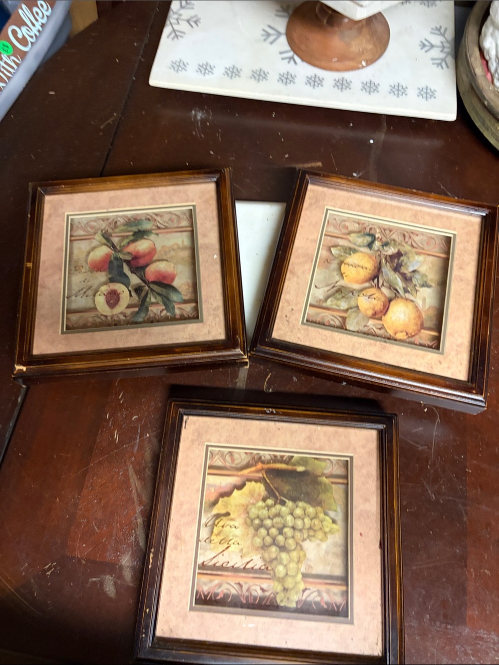 Classic Fruit Wall Art Set - Brown Frames